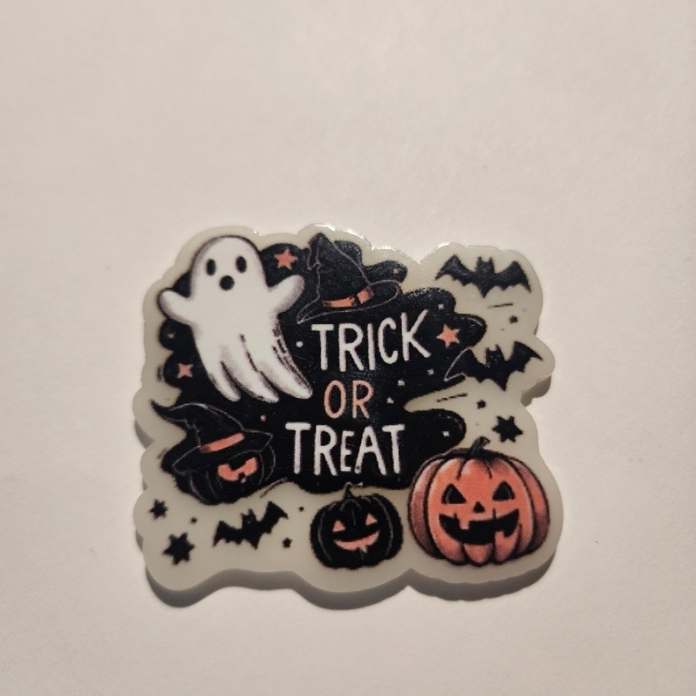 Acrylic Flatback Trick or Treat‎ Halloween  Badge Clip Keychain Bag Clip